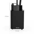 SteamOne PRO3000 – steamer do ubrań z korpusem z czarnego tworzywa w nowoczesnym wykończeniu soft touch , wyposażony w zbiornik plastikowy wystający ponad obudowę, metalowy, czarny maszt i wąż z dyszą pary - wymiary korpusu 41,8x21,5cm.jpg